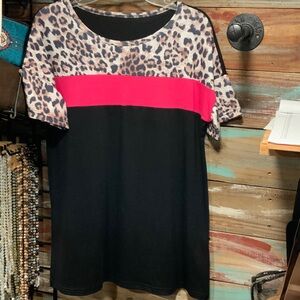 NEW Leopard Print and Black Women's Top